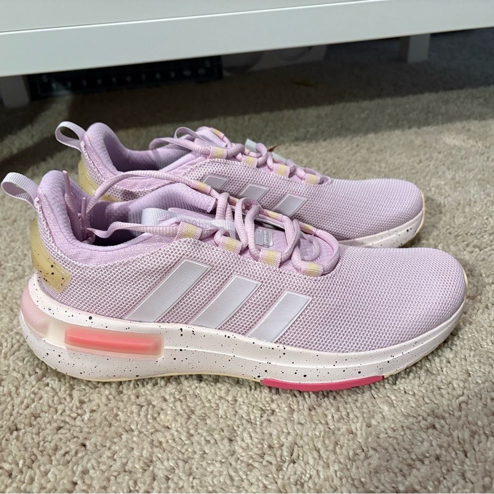 Adidas Women's Light Pink Sneakers with Gold Accents